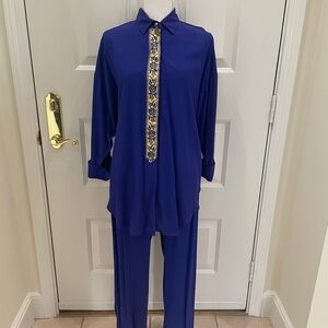 R & M Richard’s Royal Blue 2 Piece Outfit, Pants & Top. Size 8. Y2K